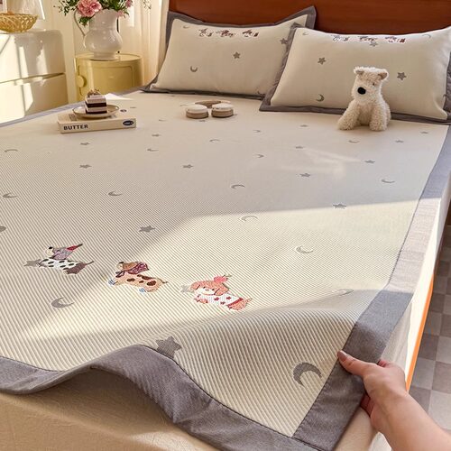 同美心冰豆豆冰丝凉席三件套单人夏季空调席宿舍学生可水洗席子