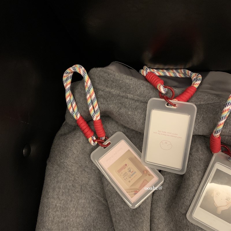 饭卡守护~双面透明卡套证件工厂牌带挂绳校牌工作证磨砂公交卡膜