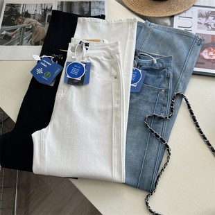 版型巨好看~设计感立体双缝 四面弹薄款直N筒牛仔长裤拖地裤夏季