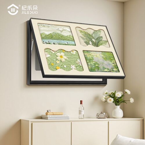 法式奶油风电表j箱免打孔装饰画清新绿色配电箱盒遮挡挂画餐厅壁