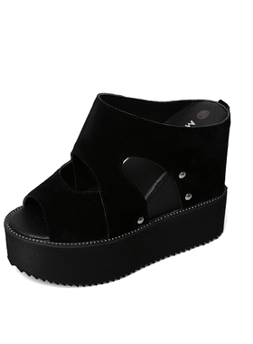 新款百搭磨砂11cmm凉拖凉鞋厚底坡跟松糕超高跟室外网红一字拖女