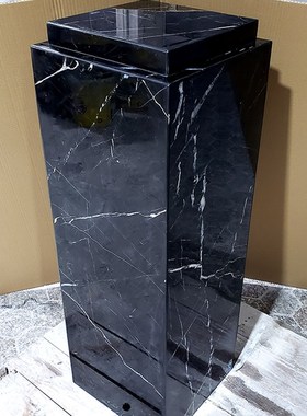 双层天然黑d白根大理石底座艺术品展示台工艺品摆件柱客厅雕塑立