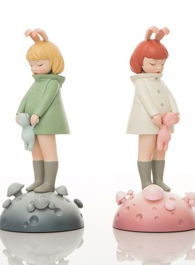 新款白夜童话雨后的兔女郎雕塑z家居饰品客厅装饰办公室桌面摆件