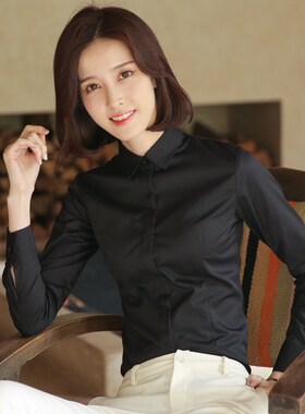 黑色衬衫女长g袖2024年新款设计感小众职业正装工作服工装女士衬