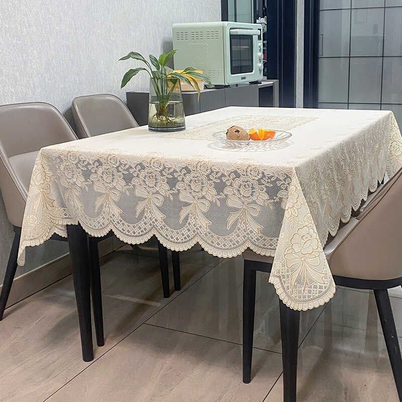 欧式PVC防水桌布长方形家用餐桌布免洗蕾丝餐S桌桌布台布茶几布