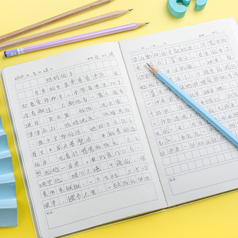 4本装小学生日记本方格小学胶套加厚笔记本子一二年级阅读摘记本A