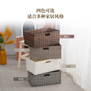 包心草收纳筐家用超大仿藤编收纳篮桌面杂物收纳箱手工编织收纳盒