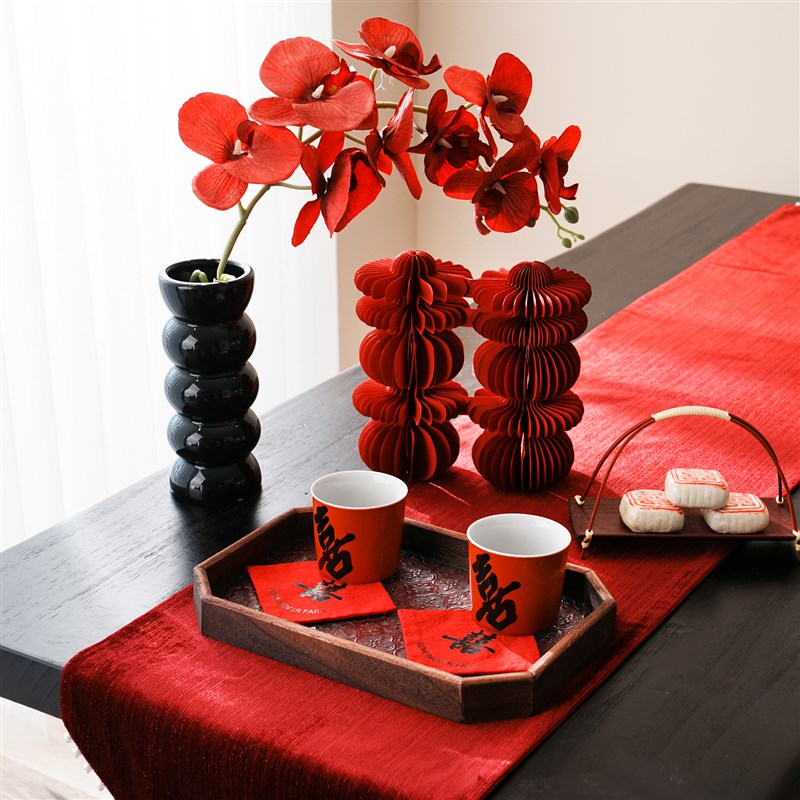 结婚茶几装饰婚房布置套装男方新房客厅桌面中式婚礼敬茶订婚摆台