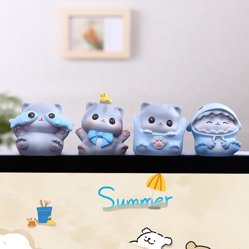 猫咪车载可爱摆件中控屏幕趴趴公仔电脑显示器装饰汽车内饰治愈系