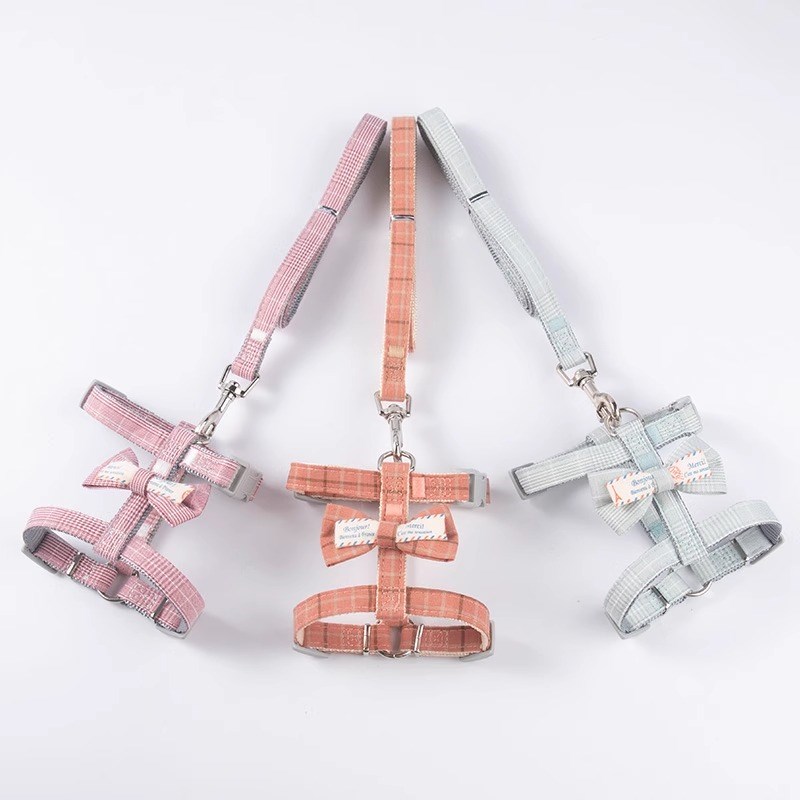 猫咪牵引绳遛猫绳溜猫绳子背心式蝴蝶结猫链子猫背带外出可爱