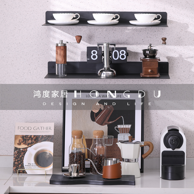 样板房间整体橱柜饰品咖啡杯咖啡机咖啡豆托盘摆件厨房软装饰品组