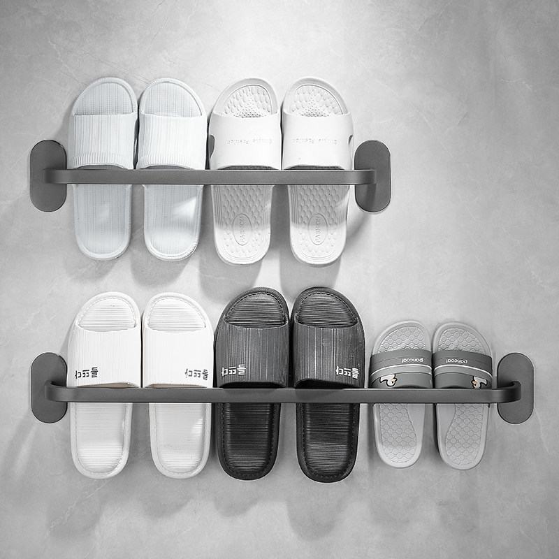 浴室枪灰拖鞋架免打孔壁挂式 304不锈钢卫生间置物架X鞋子收纳挂