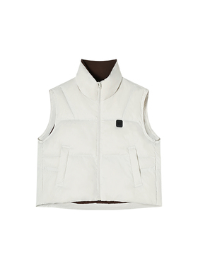 2-4F  C新款韩系立领撞色设计感宽松羽绒马甲 M35