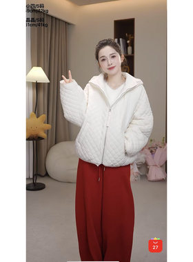 2-7F C 新款chao轻菱格宽松连帽羽绒服 M19