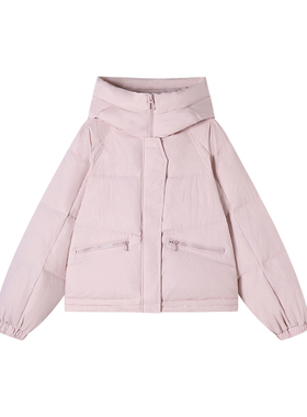 2-1F C 新款设计感温柔风拉链立领连帽短外套 M317