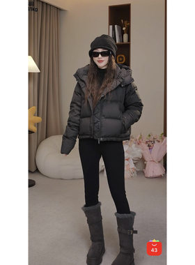 1-28F C 新款简约宽松面包服小个子休闲连帽羽绒外套 M12