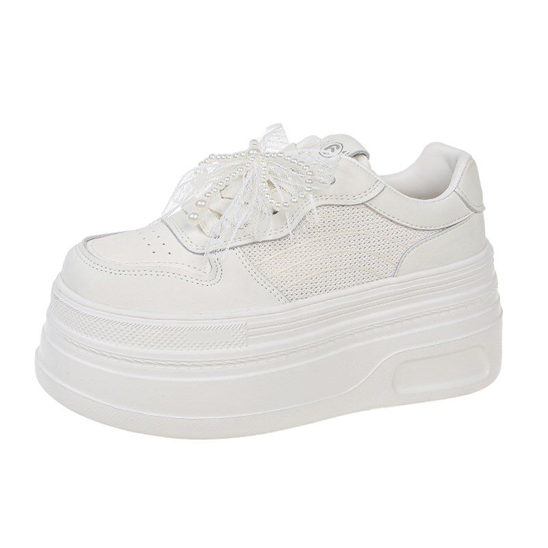 10cmb内增高小白鞋女款2025新款春夏季轻便百搭厚底板鞋休闲松糕