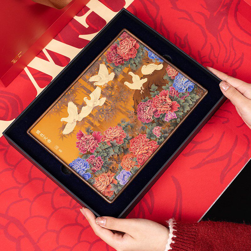 桌面摆台画牡丹国色天香t送老师领导商务礼物套装可定制中式装饰