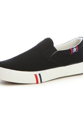 春秋大码布鞋女鞋40-4r3平底单鞋41套脚一脚蹬懒人鞋黑色帆布鞋子