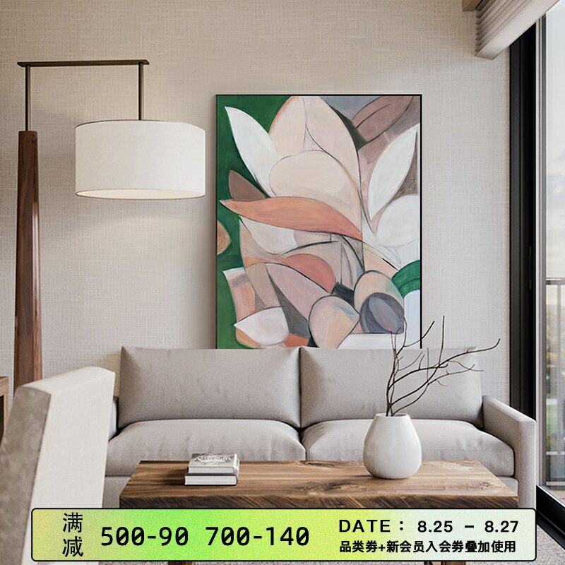 现代简约客厅沙发背景墙装饰大幅艺术感挂画抽象S玄关柜壁画原木