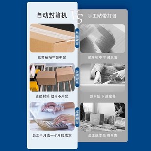 5050全自动j贴标封箱机纸箱胶带快递打包神器自动一体贴单