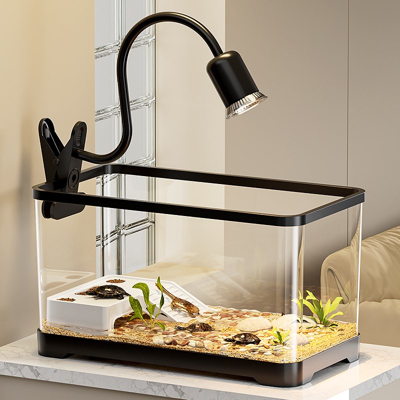 乌龟饲养缸家用带盖小型别墅爬台生态鱼缸客厅桌面养鱼养龟缸