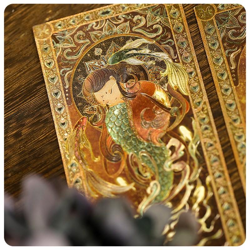 【墨鱼游戏】国风岩彩十二星座-箔卡书签套装主题彩箔书签