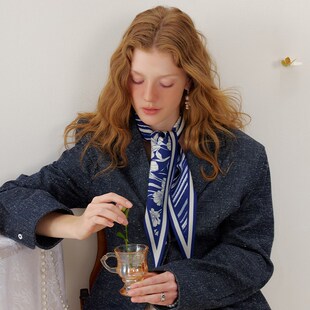 XINUO 风过之处 真丝丝巾女2024新款高级感 复古桑蚕丝菱形巾秋季