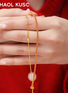 【明星同款】编织双层手链女本命年女款红色转运手绳轻奢小众首饰