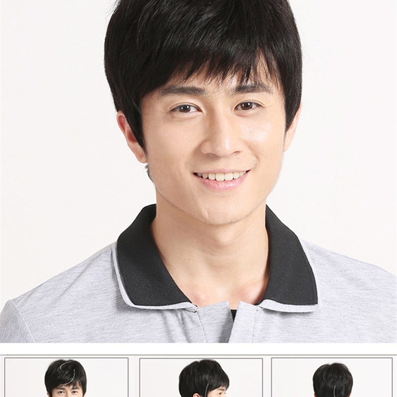 假发男短发韩版帅气男士真人发丝手织男生时尚年轻头套可利丝L69
