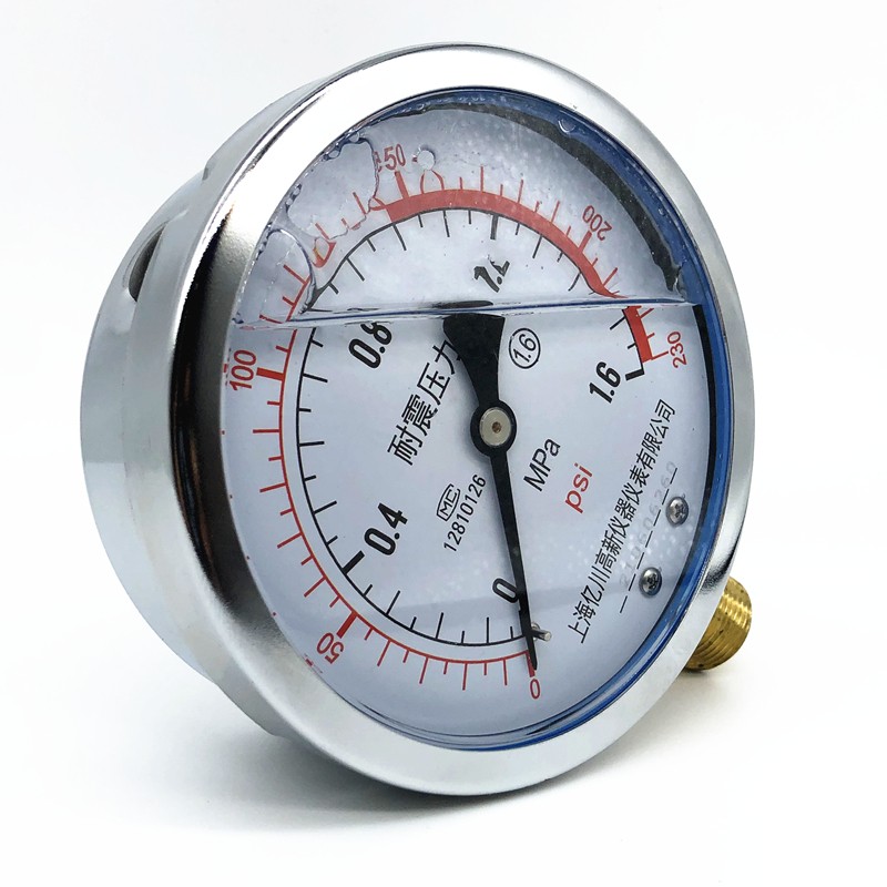 YN100耐震压力表水压油压液压抗震0-0.6/1.6/2.5MPa径向安装亿川