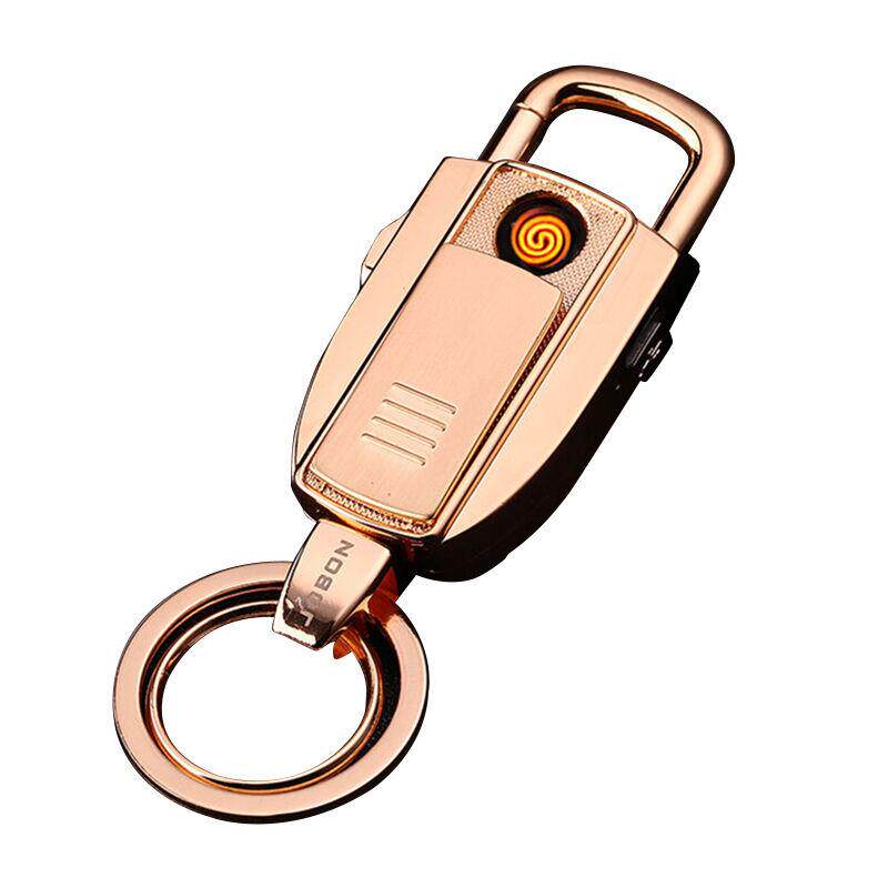 创意刻字汽车情侣钥匙扣男士腰挂钥匙链多功能USB充电防风打火机