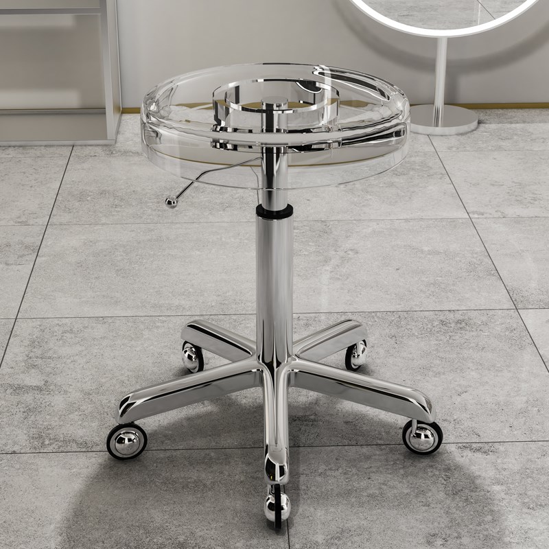 不锈钢大工凳升降美容凳时尚旋转理发店师傅椅化妆美甲美发亚克力