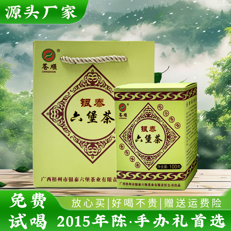 银泰六堡茶十年陈一级黑茶广西特产手信礼盒装100g伴手礼