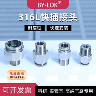 BY-LOK316L不锈钢快插接头气动气管快速接头带螺纹实验室气路配件