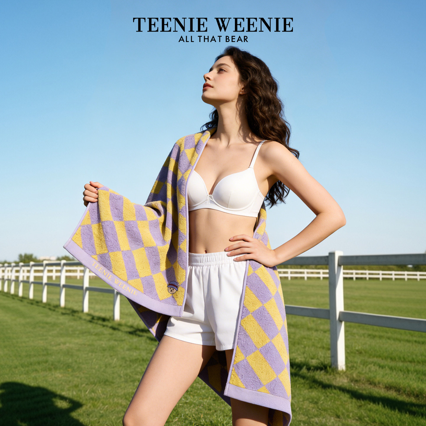 TeenieWeenie小熊刺绣全棉浴巾家用纯棉毛巾加厚男女情侣洗澡裹巾