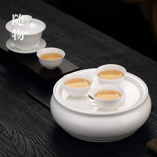 旅行白瓷盖碗茶杯现代轻奢家用泡茶户外 骨瓷薄胎功夫茶具套装