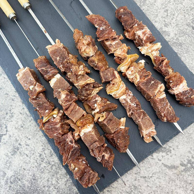 新货手柄钢签牛宫后夹肉串商用半成品烧烤食材牛肉牛腩筋串大肉串