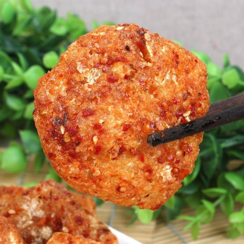 湖南永州宁远特产农家自制香辣下饭小吃油炸扁豆腐片子豆腐泡豆腐