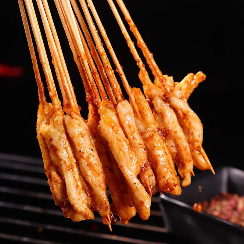 新货名门鸡肉小串商用里脊肉烧烤铁板油炸刷锅迷你小肉串半成品18