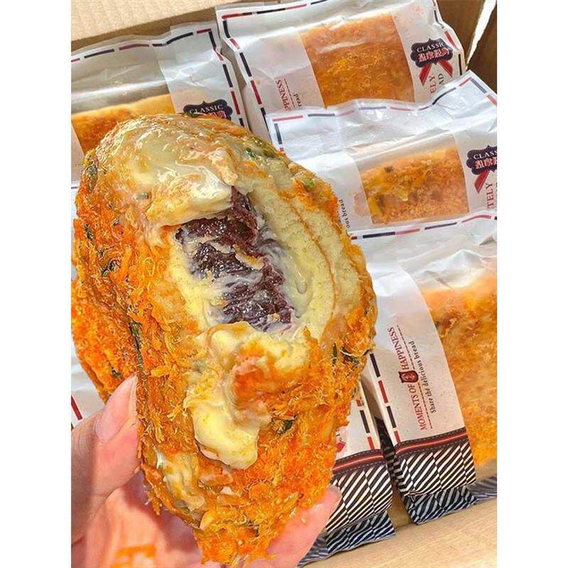紫米肉松味香葱麻薯卷爆浆
