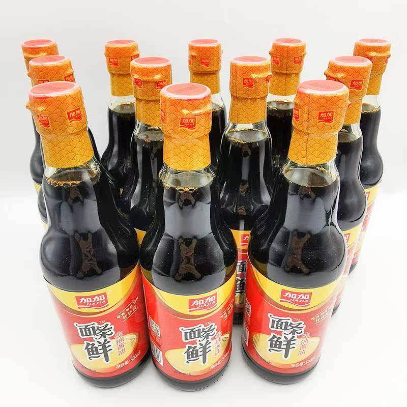 加加面条鲜酱油整件500ml*12瓶整箱商用凉拌生抽酿造酱油调味更鲜
