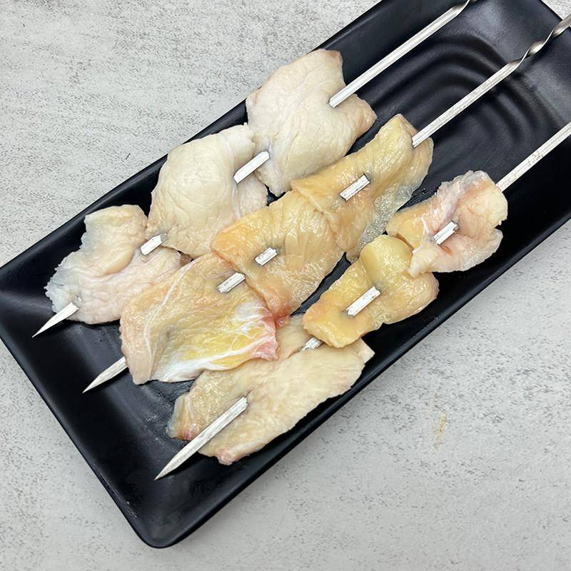 新货钢签湘西牛油串奶香牛油片大串商用半成品牛胸口油串烧烤食材