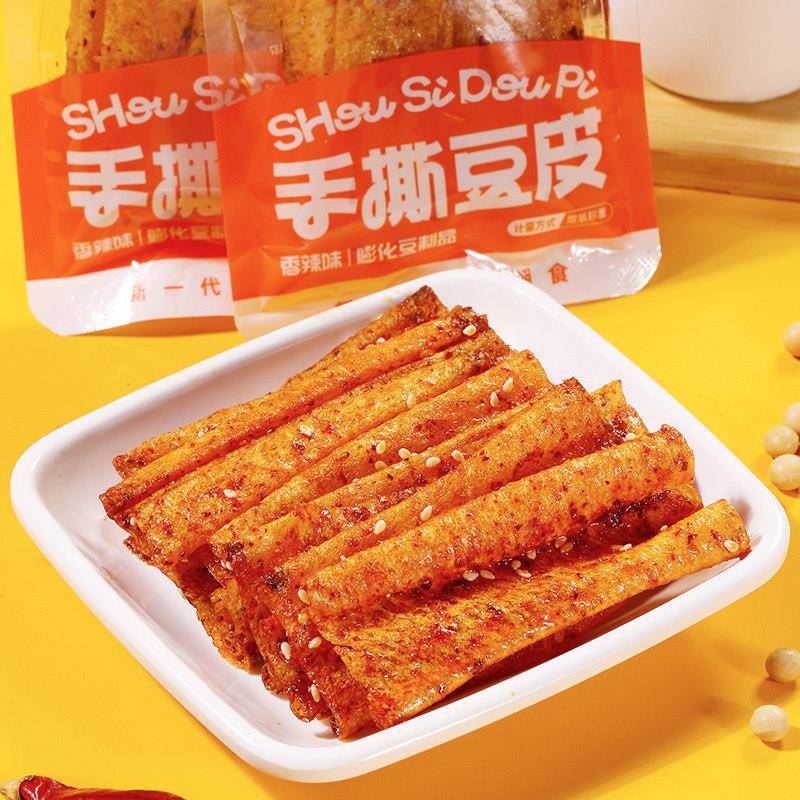 思乡山手撕豆皮辣条年货香辣豆皮休闲零食麻辣豆干小吃湖南特产