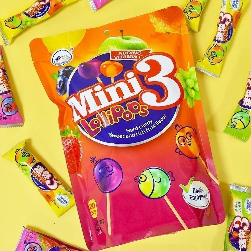 现货网红小零食迷你3双味水果味棒棒糖维生素糖果汁儿童礼物天然