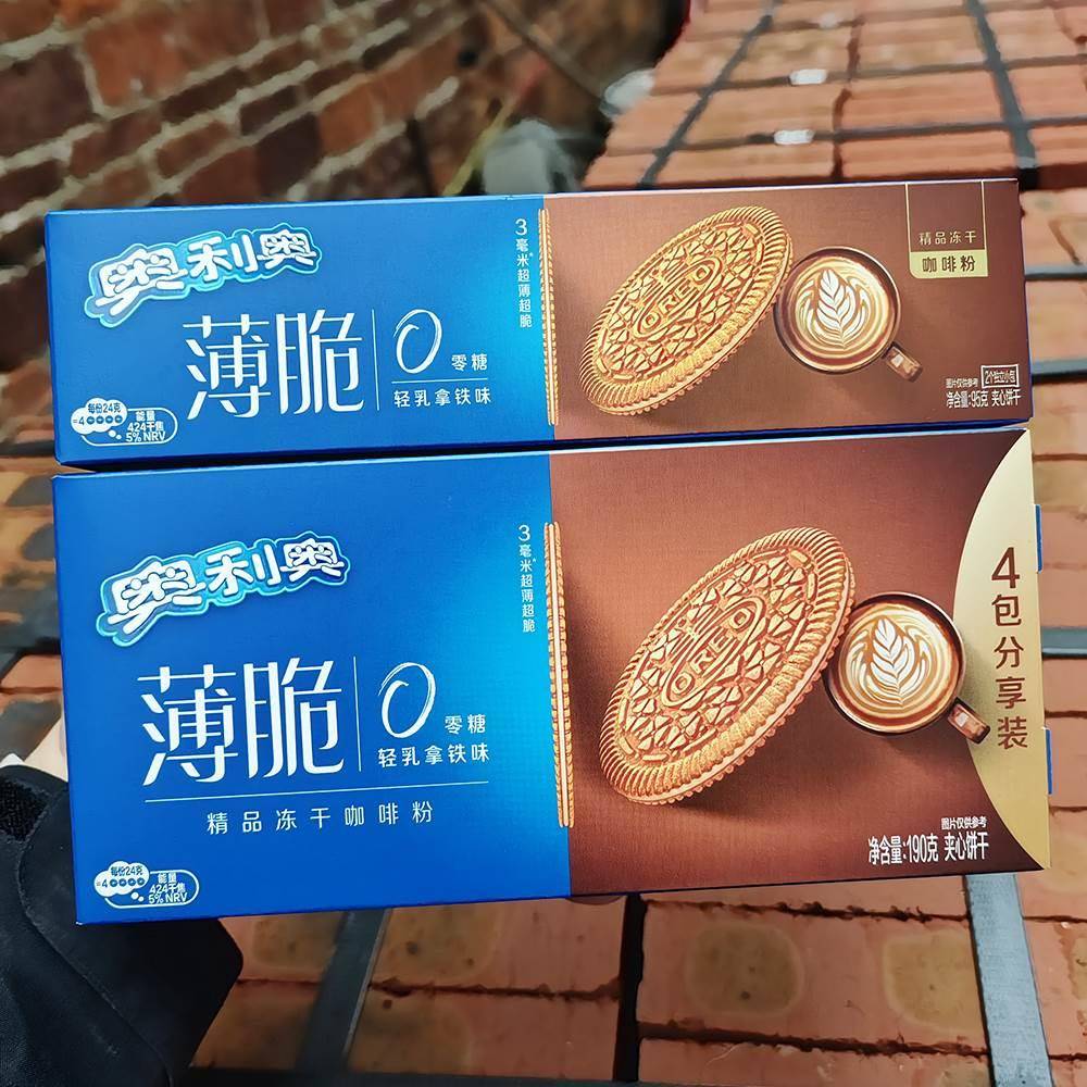 奥利奥咖啡味薄脆饼干无蔗糖咖啡味轻乳拿铁味零食夹心饼干零食