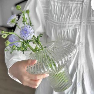 饰 创意ins风飞碟玻璃花瓶插花小众水培摆件轻奢家居客厅高级感装