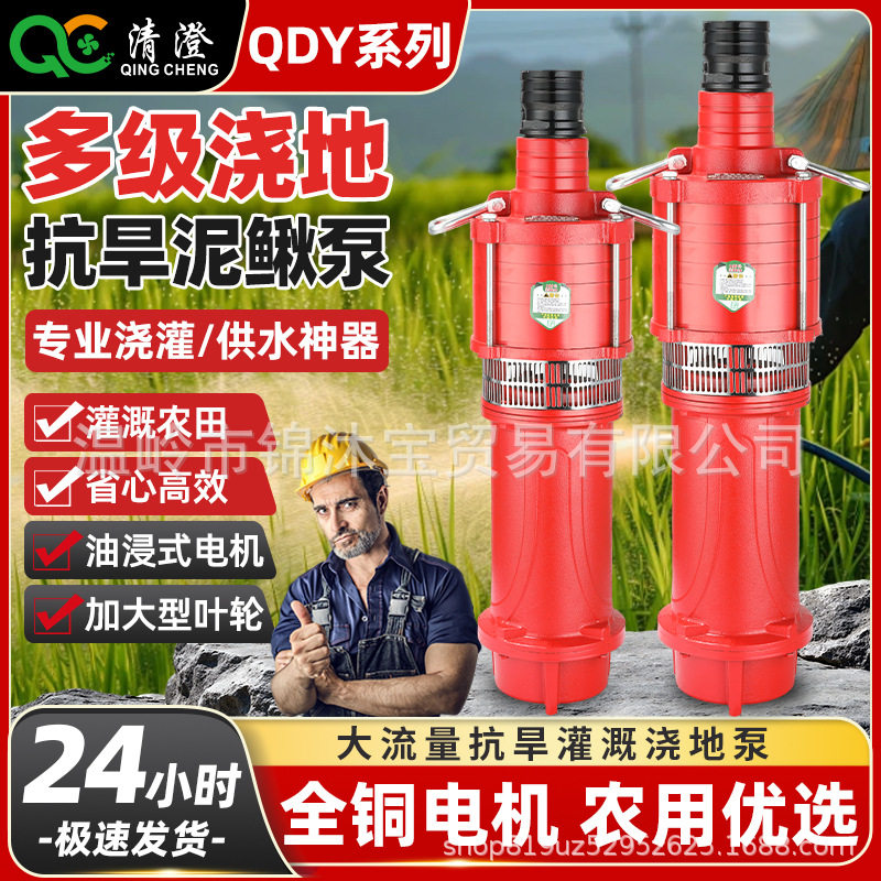 QDY油浸多级浇地灌溉泵抗旱神器泥鳅泵220V农田灌溉家用抽水泵
