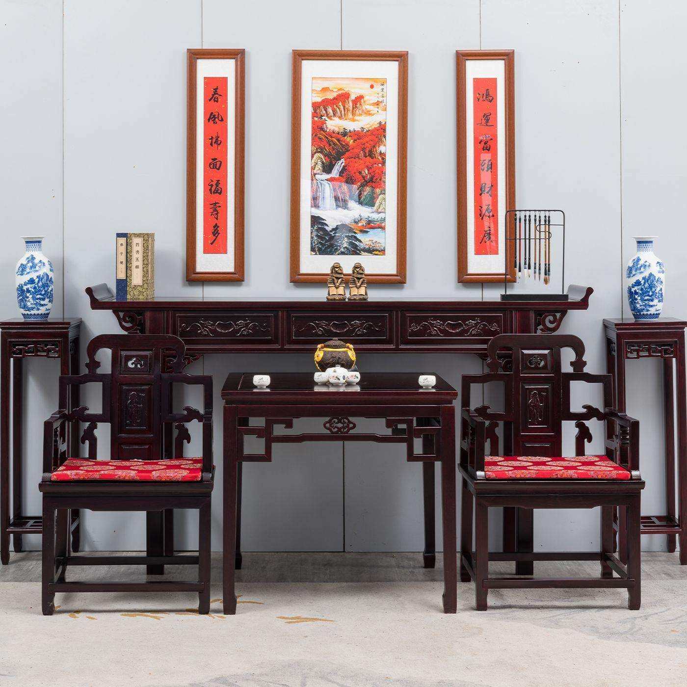 酸枝木中堂六件套组合农村八仙桌明清供桌新中式实木翘头佛台条案,畜牧/养殖物资,畜牧/养殖器械,淘宝优惠券,粉丝福利购,淘宝优惠卷