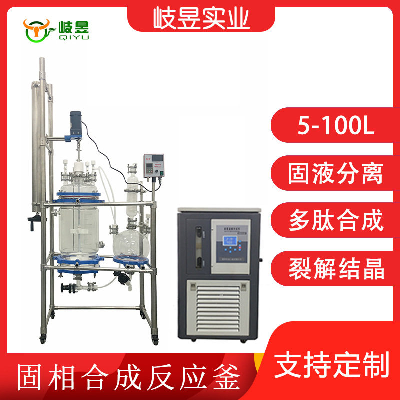 岐昱实验反应仪器厂家直销合成裂解结晶过滤多功能双层玻璃固相釜